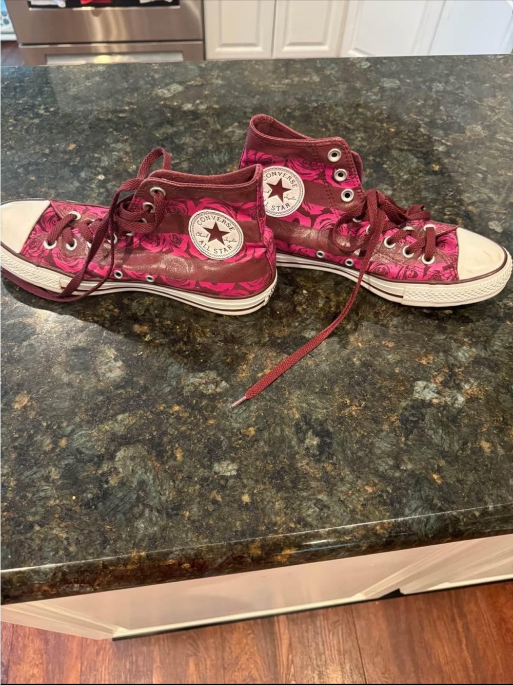 Converse High-Top Sneakers - Maroon & White - Picture 3 of 9
